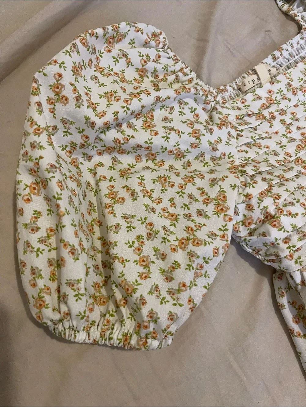 Copper Key Cream Dress with Orange Floral Print